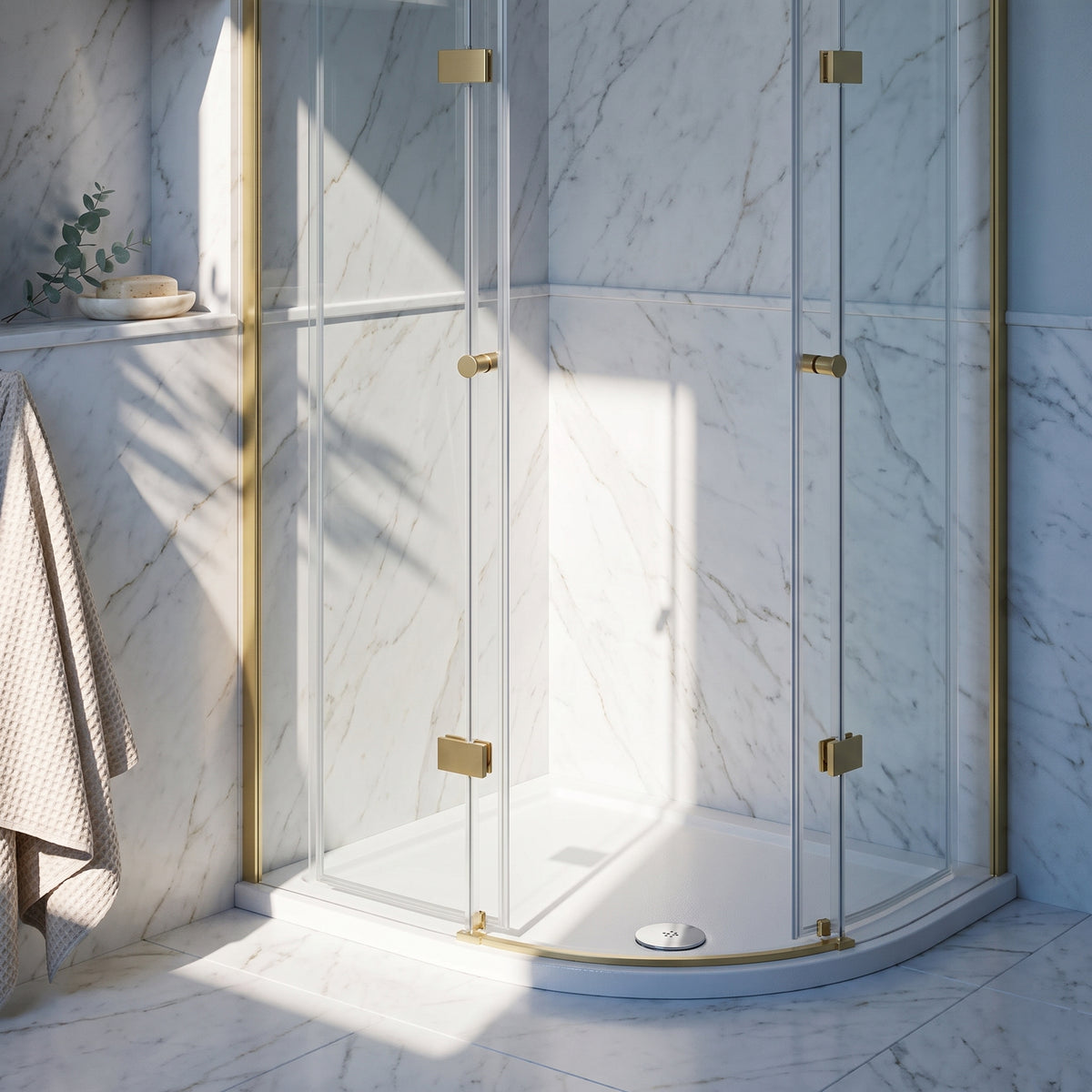 Fairford 1000 x 800mm Antislip RH Offset Quadrant Shower Tray