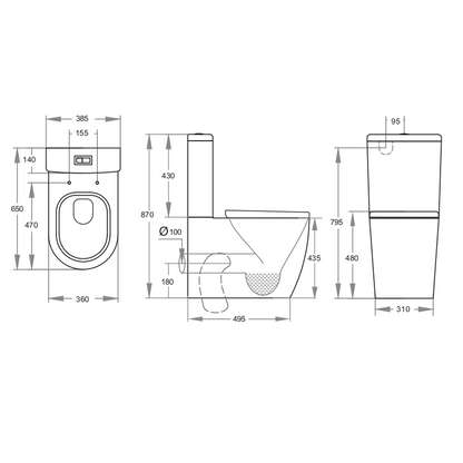 Fairford Handel Pro Comfort Height Close Coupled Rimless Toilet