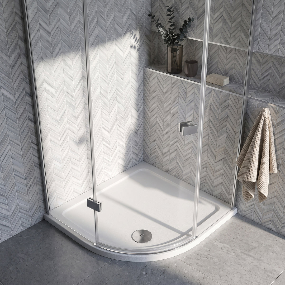 Fairford 1200 x 800mm Antislip LH Offset Quadrant Shower Tray