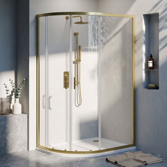 Fairford 6mm 1000 x 800mm Brushed Brass Quadrant Shower Enclosure