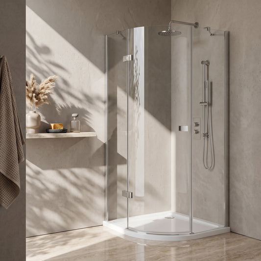 Fairford 8mm Frameless 800 x 800mm Chrome Quadrant Enclosure