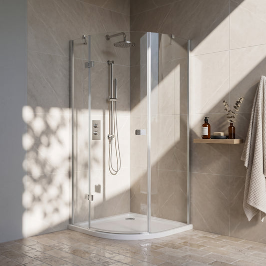 Fairford 8mm Frameless 900 x 900mm Chrome Quadrant Enclosure