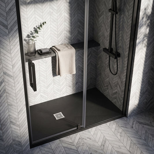 Fairford Rectangular Black Slate Shower Tray, Center Waste-1700mm x 800mm