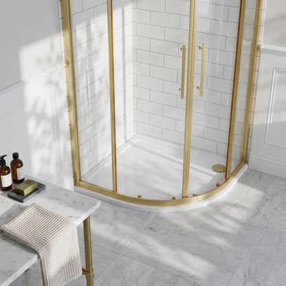 Fairford 900mm x 760mm Offset Quad, LH Shower Tray, Corner Waste