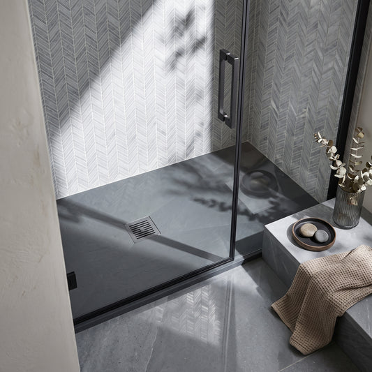 Fairford Rectangular Grey Slate Shower Tray, Center Waste-1400mm x 800mm