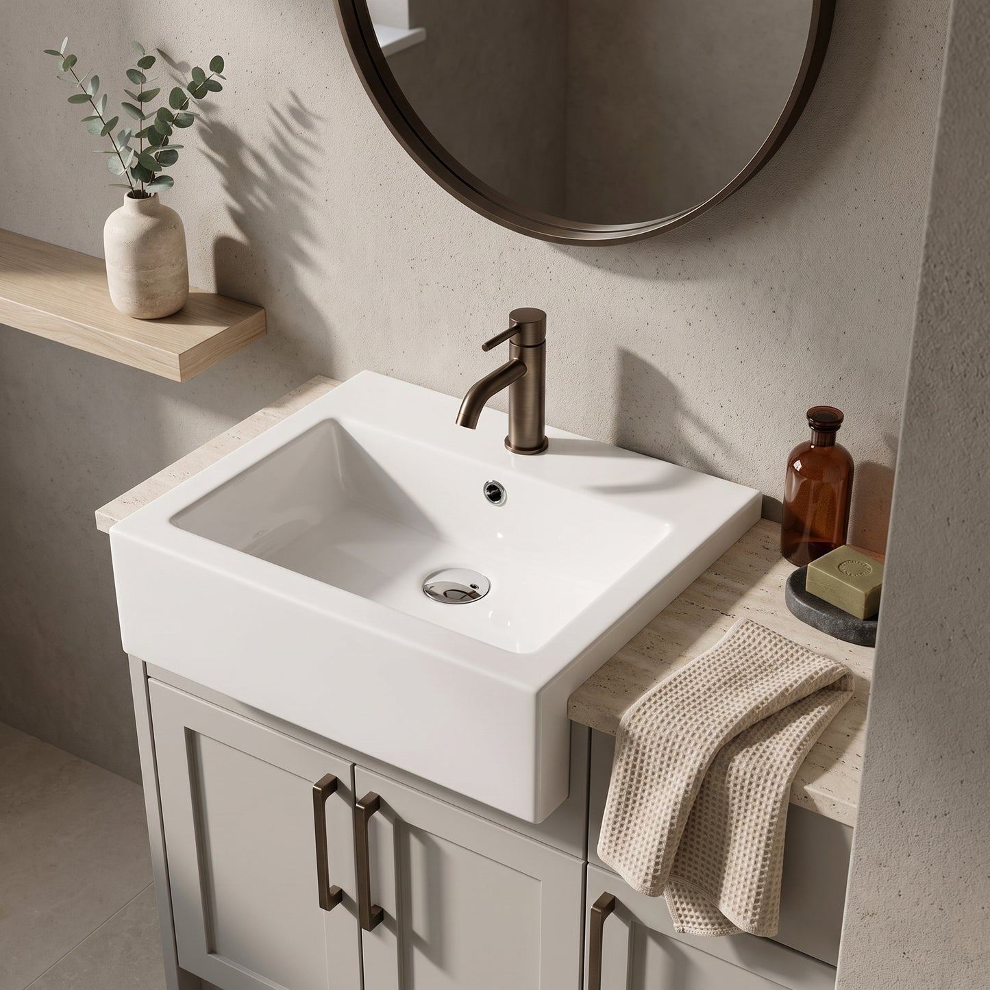 Halo 530mm 1Th Semi Recessed Basin