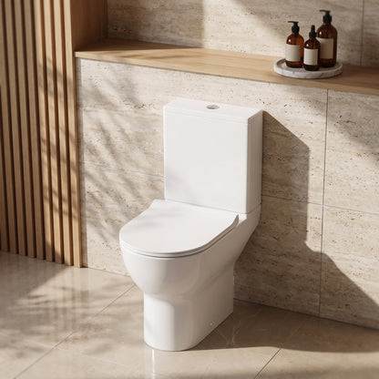 Fairford Sierra Close Coupled Toilet with Sandwich Seat — Warm-Neutral Stone lifestyle