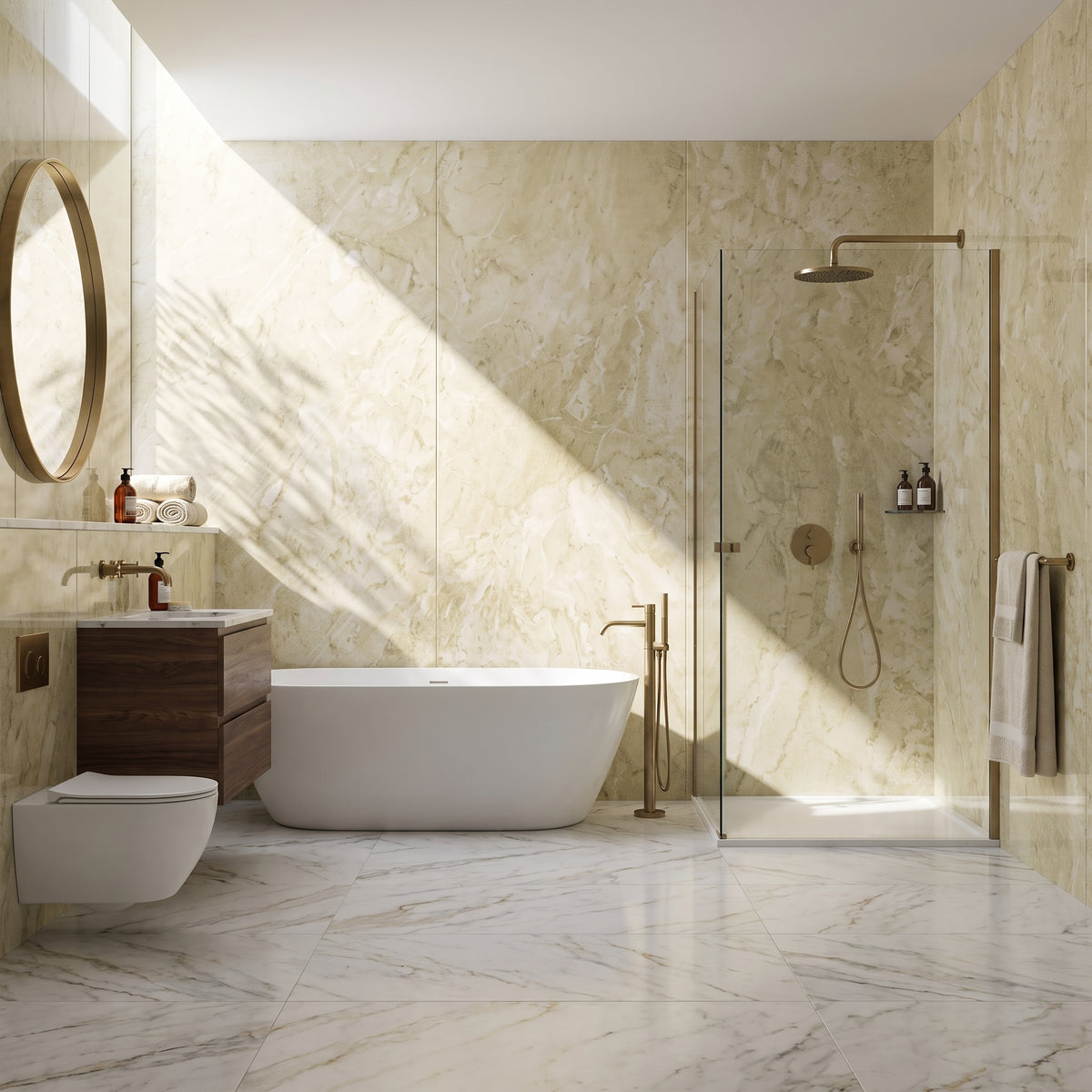 Hydraset Travertine Gloss 1200 x 2400 Setlock Wall Panel