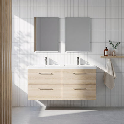 Fairford Aspri Bleached Oak 1200mm 4 Drawer Wall Hung Vanity Unit