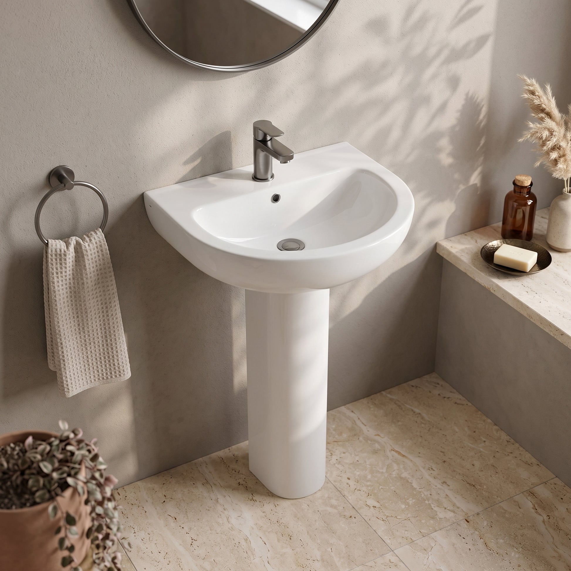 Fairford Kingsly 550mm 1 Tap Hole Basin with Full Pedestal