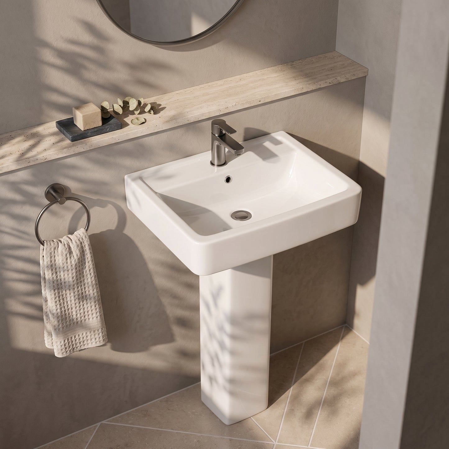 Fairford Loren Pro 600mm 1TH Basin and Full Pedestal