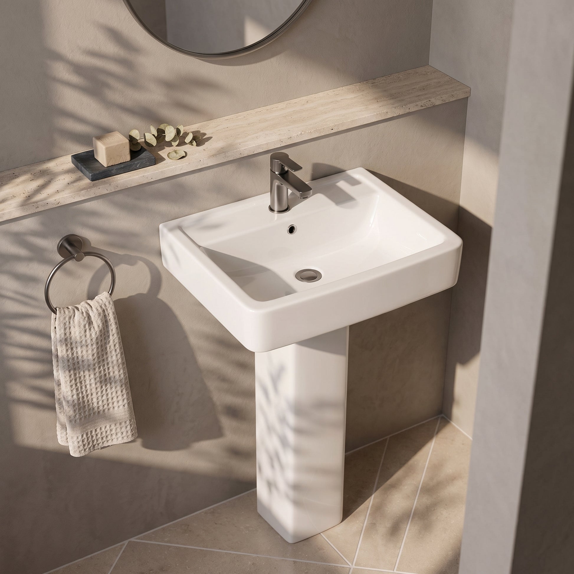 Fairford Loren Pro 600mm 1TH Basin and Full Pedestal