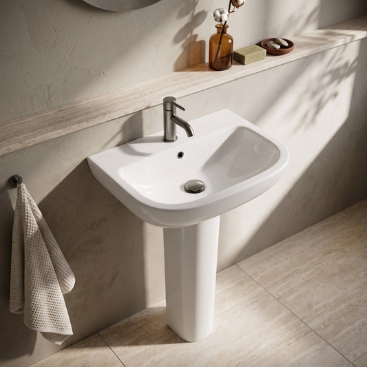 Fairford Mellow 520mm 1TH Basin and Full Pedestal