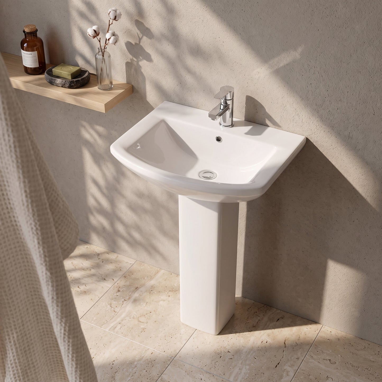 Fairford Nuna 600mm 1 Tap Hole Basin with Full Pedestal