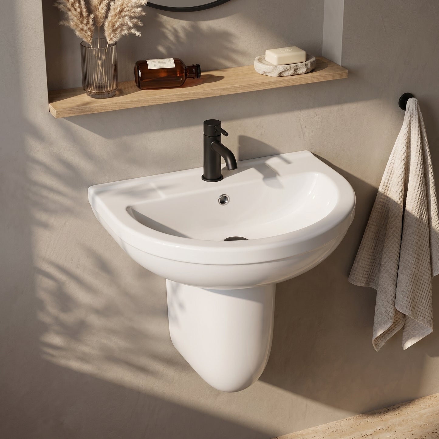Fairford Gravo 550mm 1TH Basin and Semi Pedestal