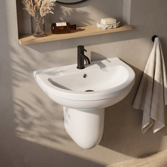 Fairford Gravo 550mm 1TH Basin and Semi Pedestal
