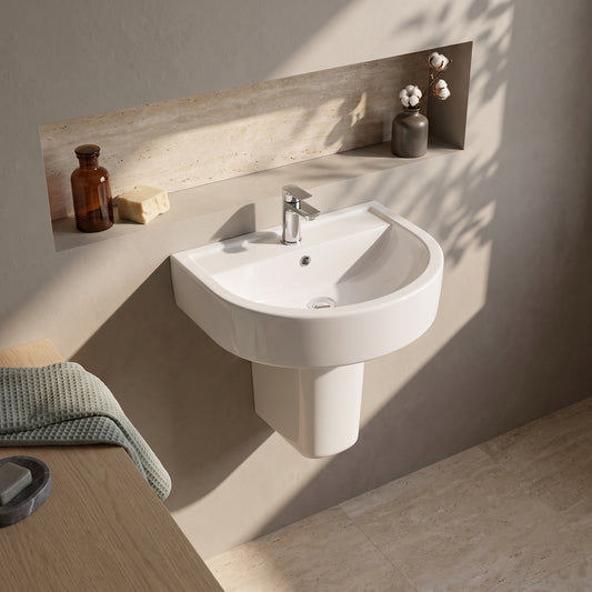 Fairford Handel 520mm 1TH Basin and Semi Pedestal