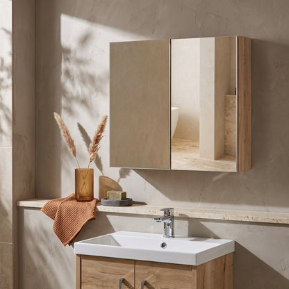 Fairford Union 800mm Bleached Oak Double Door Mirror Unit