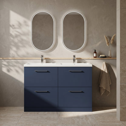 Fairford Aspri Midnight Blue 1200mm Floorstanding Double Vanity Unit with 4 Drawers and Basin