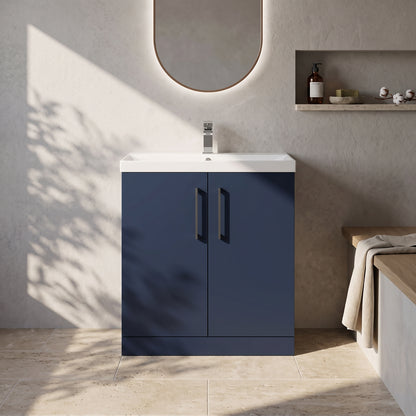 Fairford Aspri Midnight Blue 800mm 2 Door Floorstanding Vanity Unit