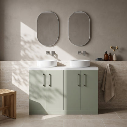 Fairford Aspri Satin Green 1200mm Floorstanding Double Vanity Unit with Doors and Basin