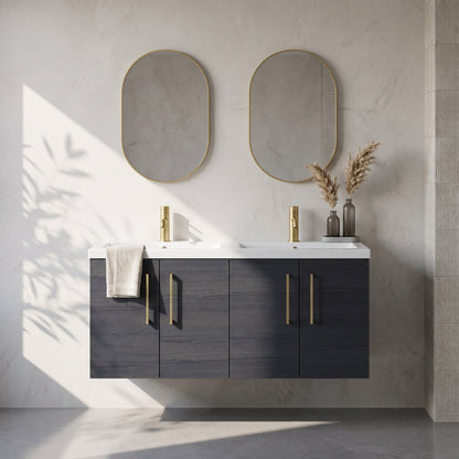 Fairford Aspri Black Woodgrain 1200mm 4 Door Wall Hung Vanity Unit