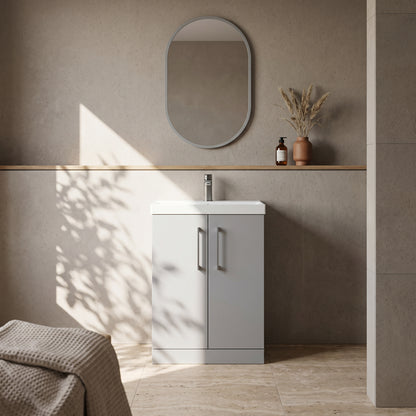 Fairford Aspri Satin Grey 600mm 2 Door Floorstanding Vanity Unit