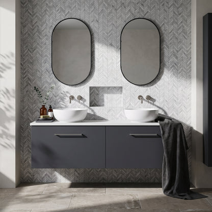Fairford Aspri Soft Black 1200mm 4 Door Floorstanding Vanity Unit with Worktop