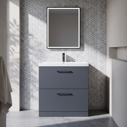 Fairford Aspri Soft Black 800mm 2 Drawer Floorstanding Vanity Unit