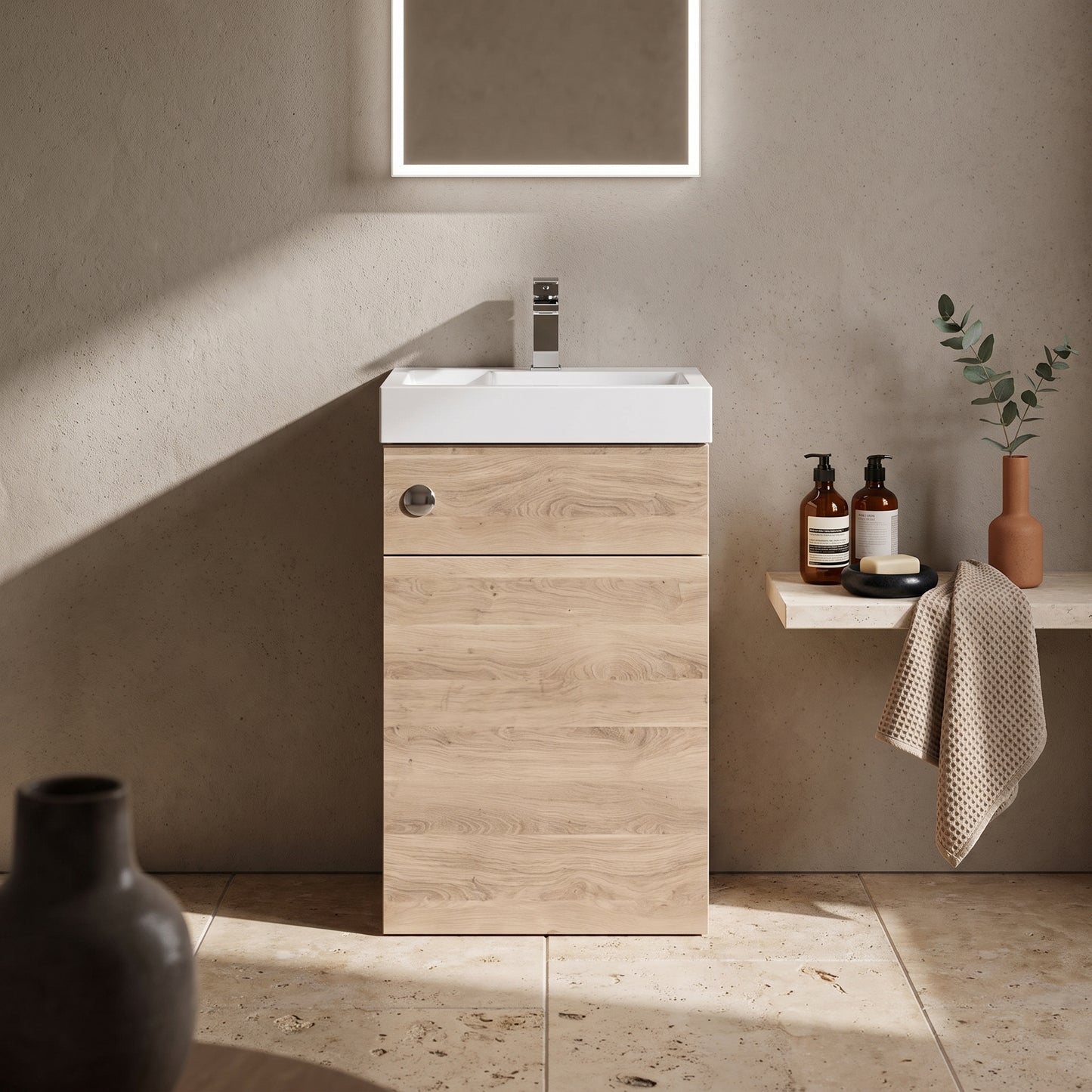 Fairford Carnation 500mm Bleached Oak 2 in 1 WC Unit & Basin