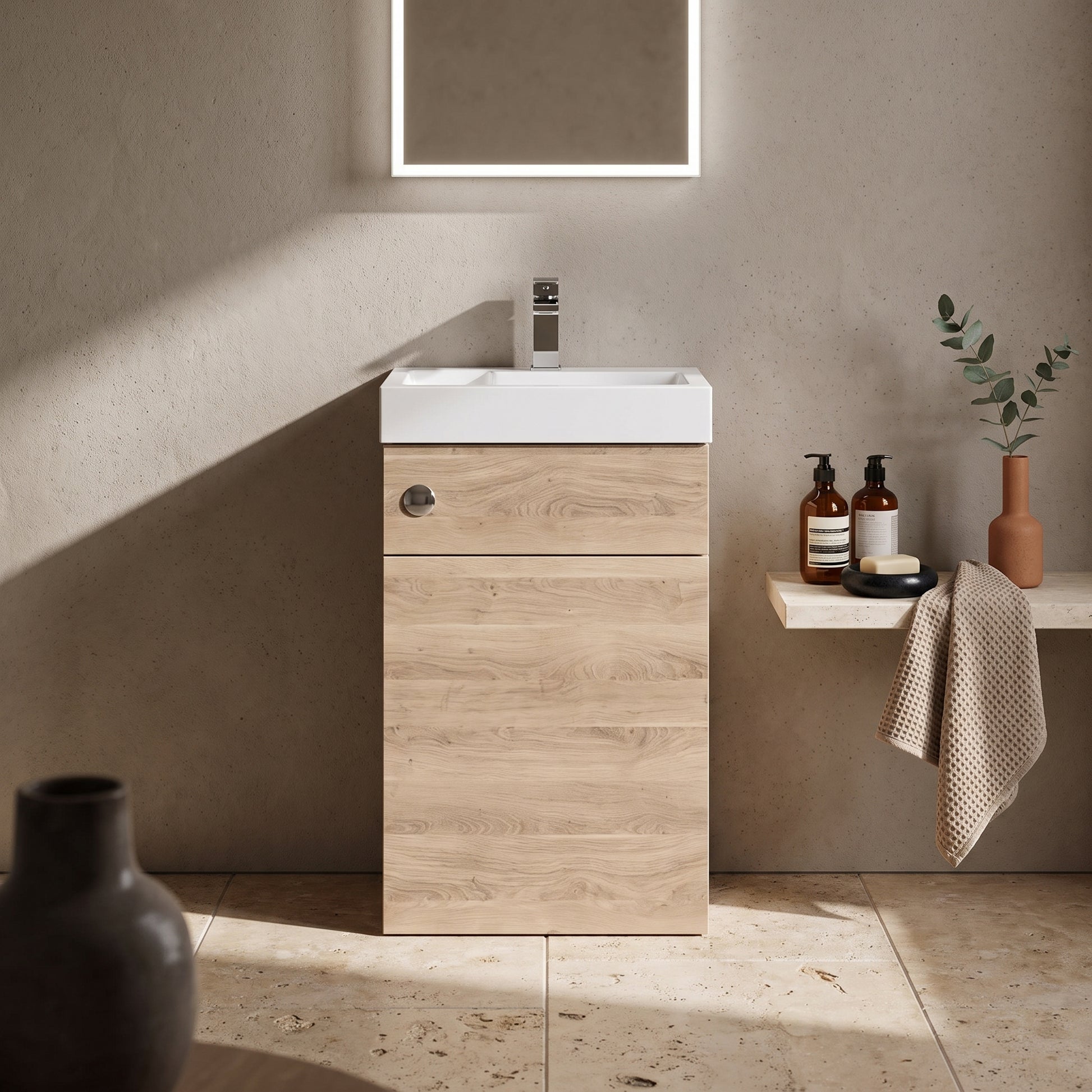 Fairford Carnation 500mm Bleached Oak 2 in 1 WC Unit & Basin