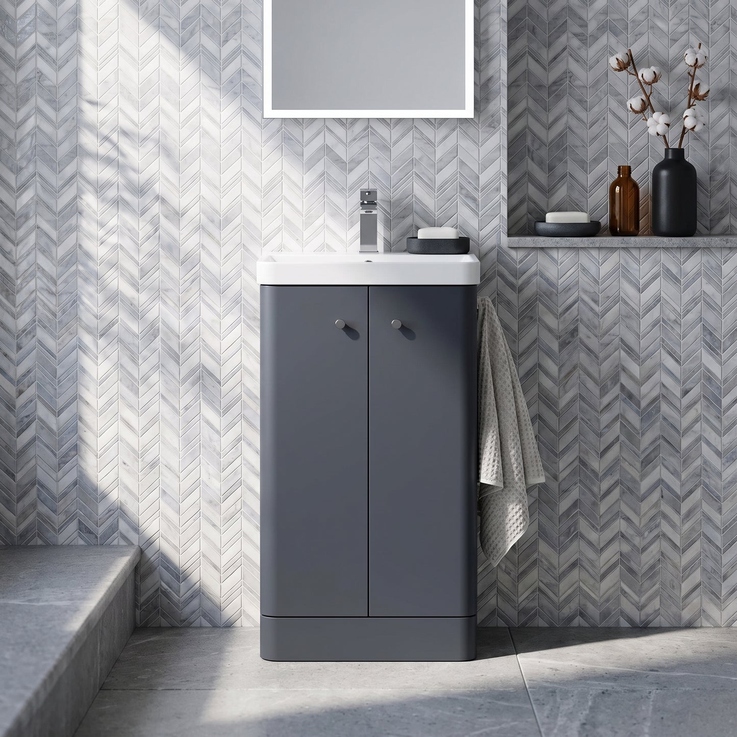 Fairford Crayo 500mm Soft Black Floor Standing Vanity Unit