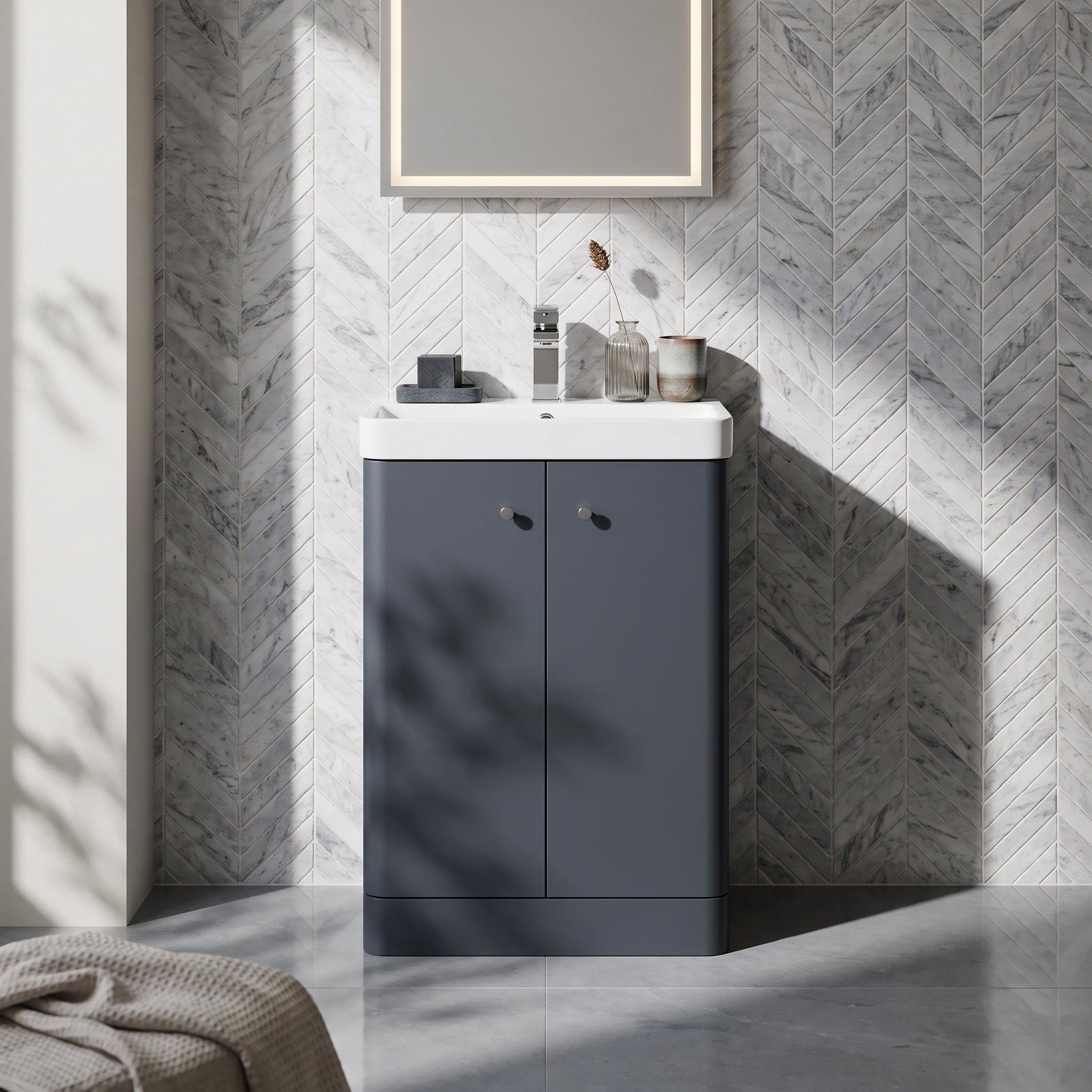 Fairford Crayo 600mm Soft Black Floor Standing Vanity Unit