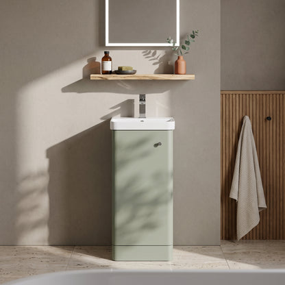 Fairford Crayo Satin Green 400mm 1 Door Floorstanding Vanity Unit