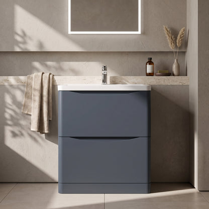 Fairford Eclipse 800mm 2 Drawer Satin Anthracite Floor Standing Vanity Unit
