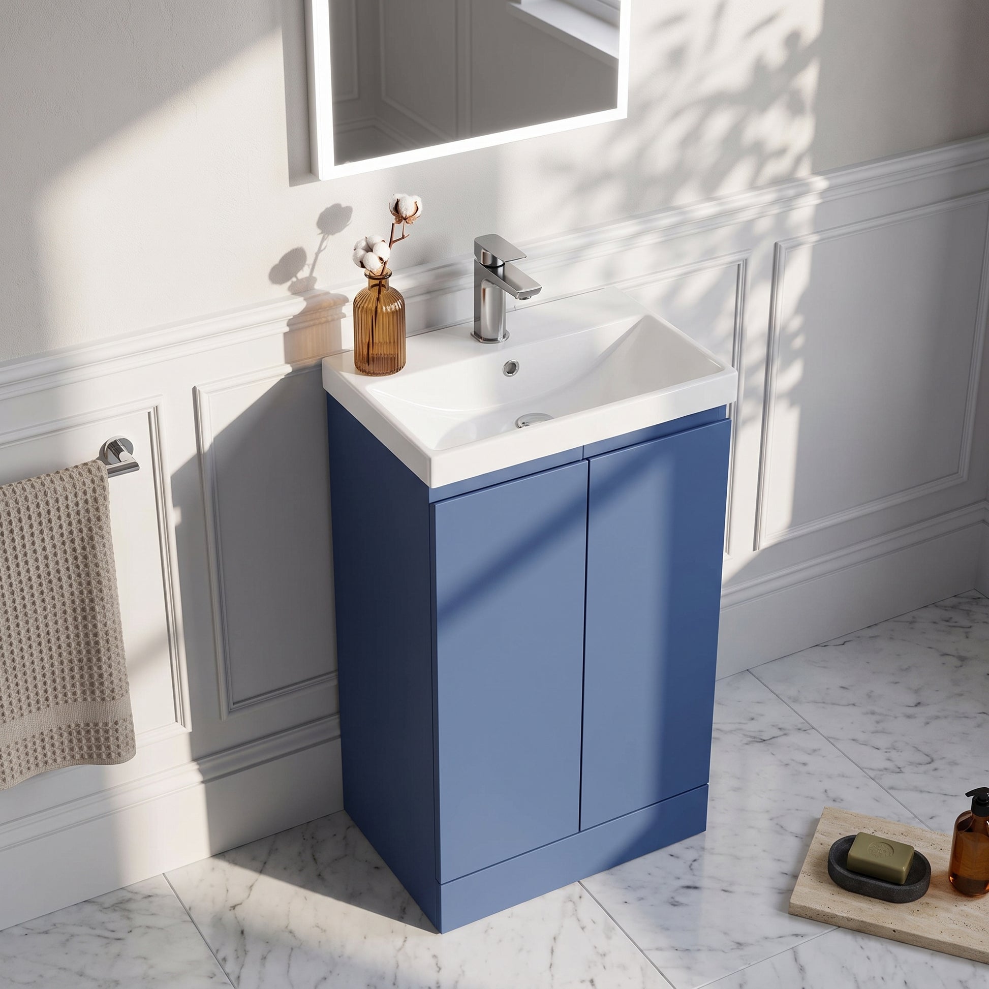 Fairford Finesse 500mm Satin Blue Floor Standing Vanity Unit