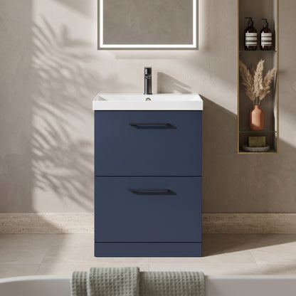 Fairford Fairford Aspri Midnight Blue 600mm 2 Drawer Floorstanding Vanity Unit