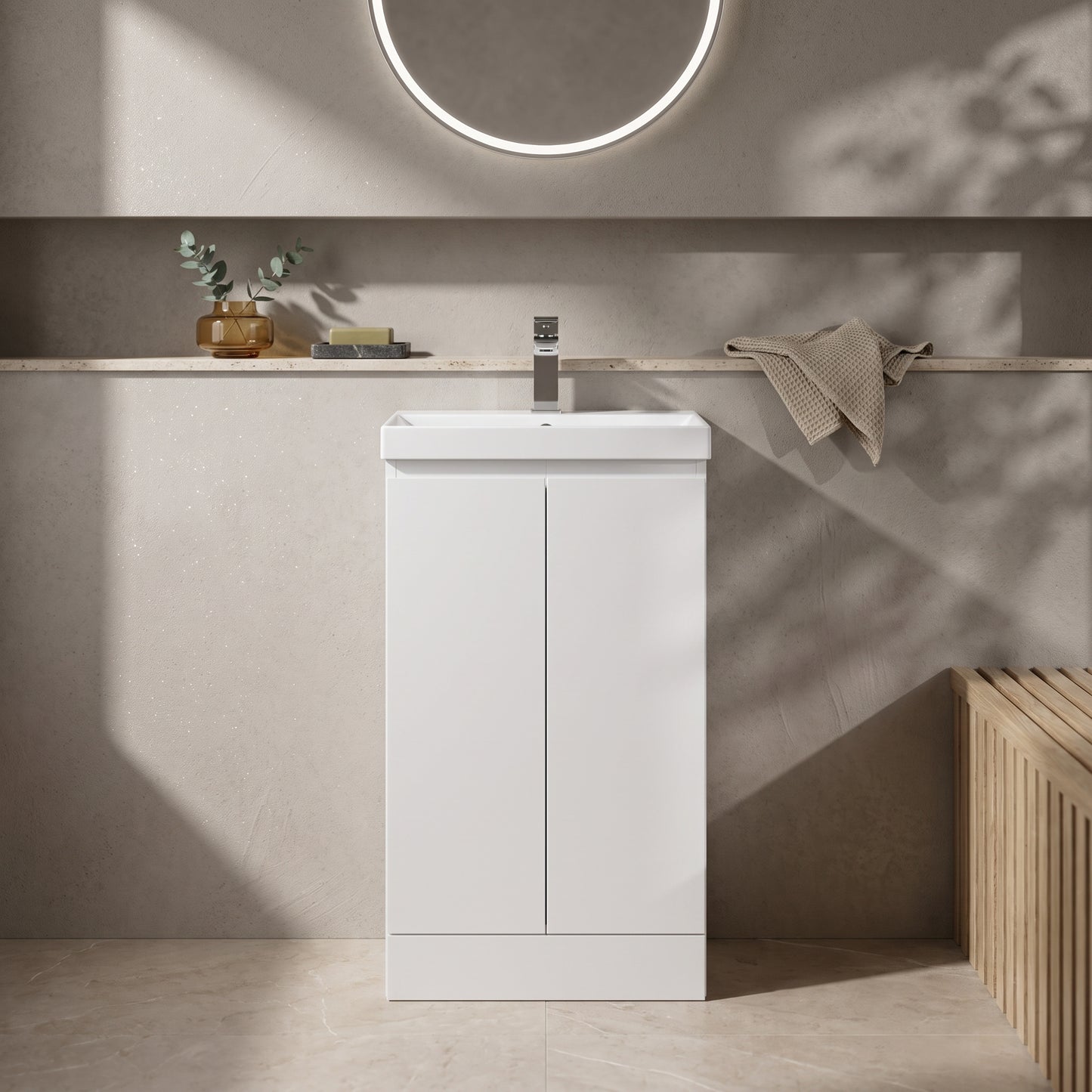 Fairford Finesse 500mm Satin White Floor Standing Vanity Unit