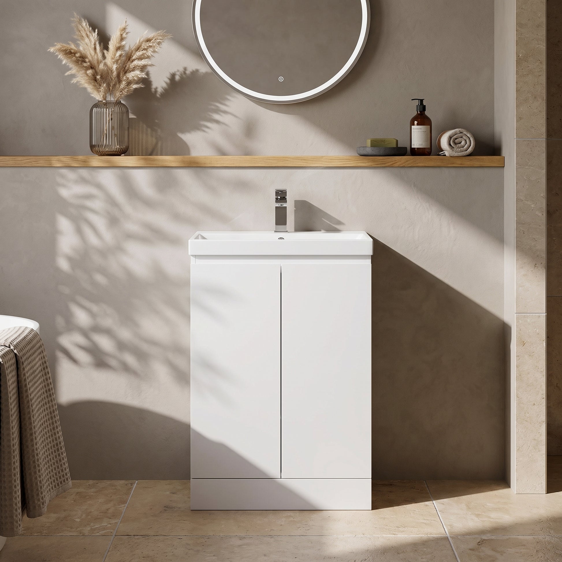 Fairford Finesse 600mm Satin White Floor Standing Vanity Unit
