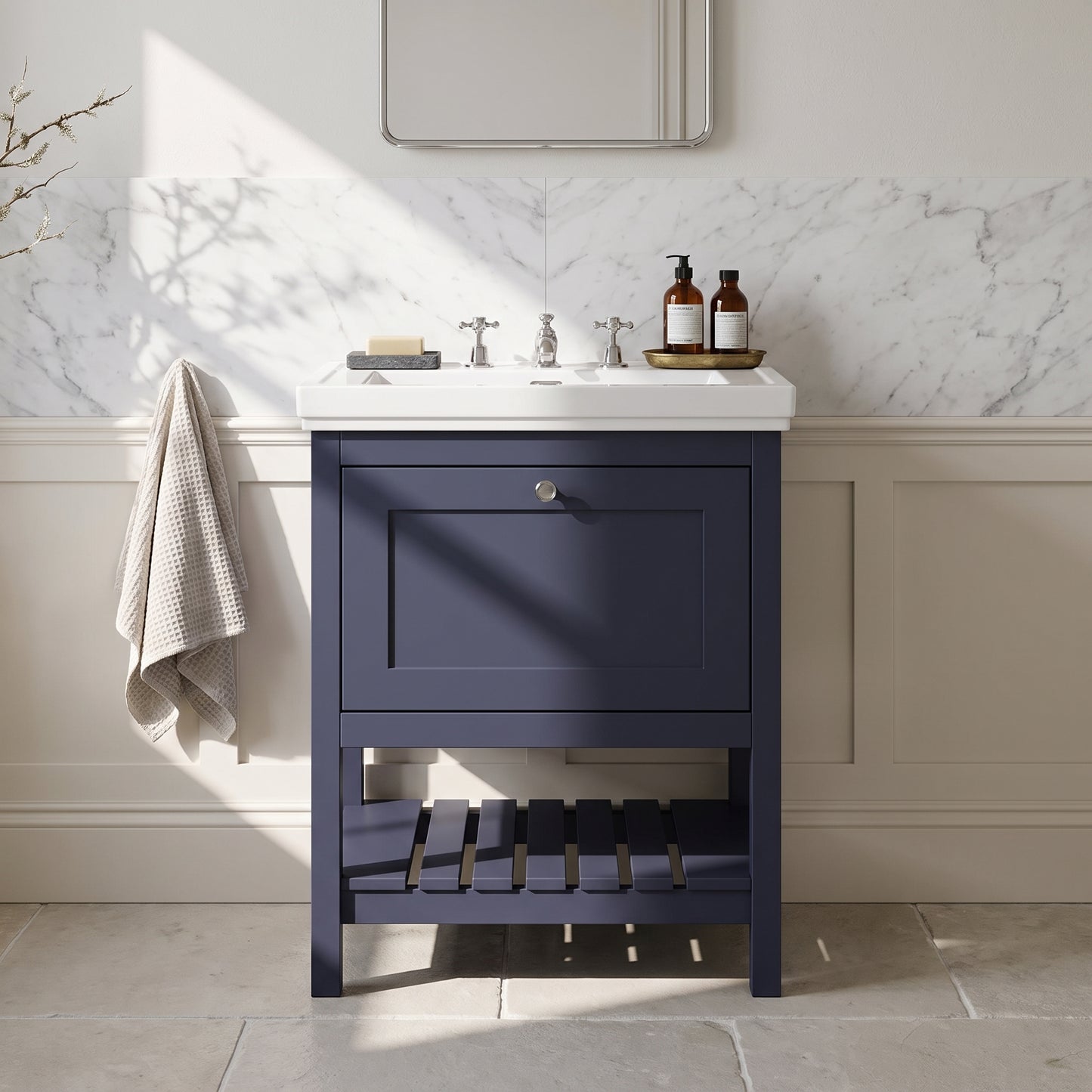 Fairford Juliette 600mm Indigo Blue 3 Tap Hole Floorstanding Vanity Unit