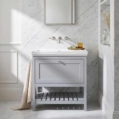 Fairford Juliette Satin Grey 800mm 1 Drawer Floorstanding Vanity Unit with 0 Tap Hole Basin