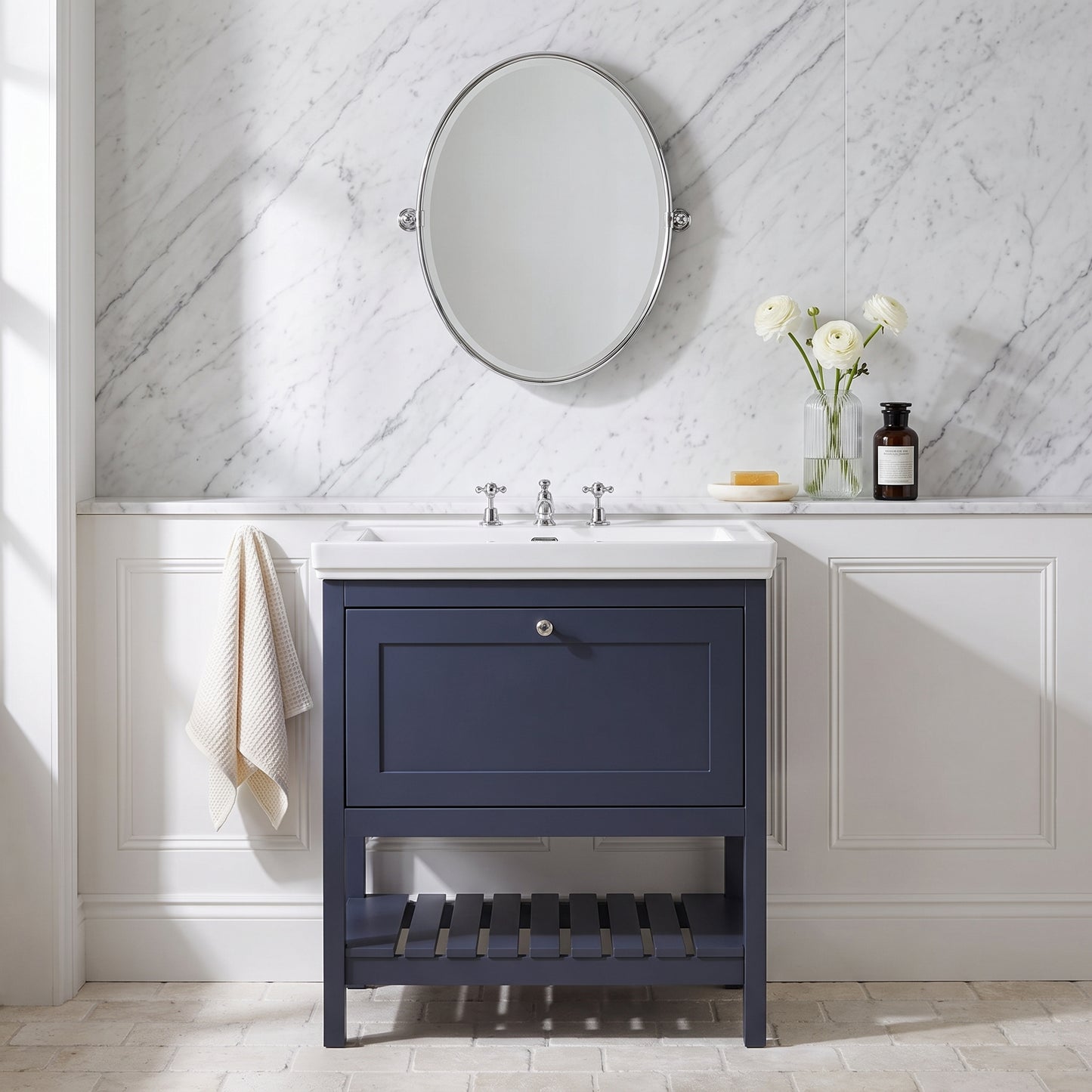 Fairford Juliette 800mm Indigo Blue 3 Tap Hole Floorstanding Vanity Unit