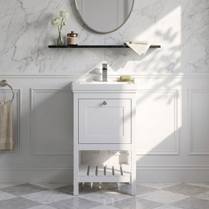 Fairford Juliette Satin White 500mm 1 Drawer Floorstanding Vanity Unit with 1 Tap Hole Basin
