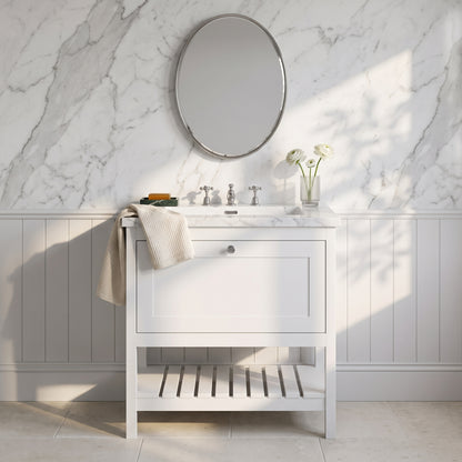 Fairford Juliette Satin White 800mm 1 Drawer Floorstanding Vanity Unit with 3 Tap Hole Basin