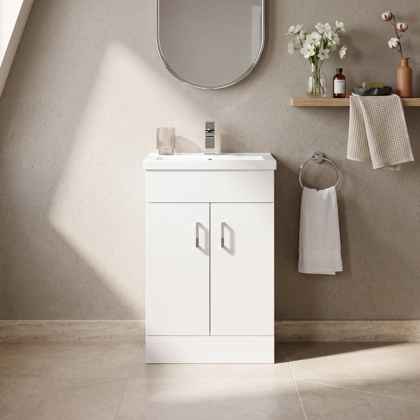 Fairford Kingsly Gloss White 500mm Floor Standing Vanity Unit