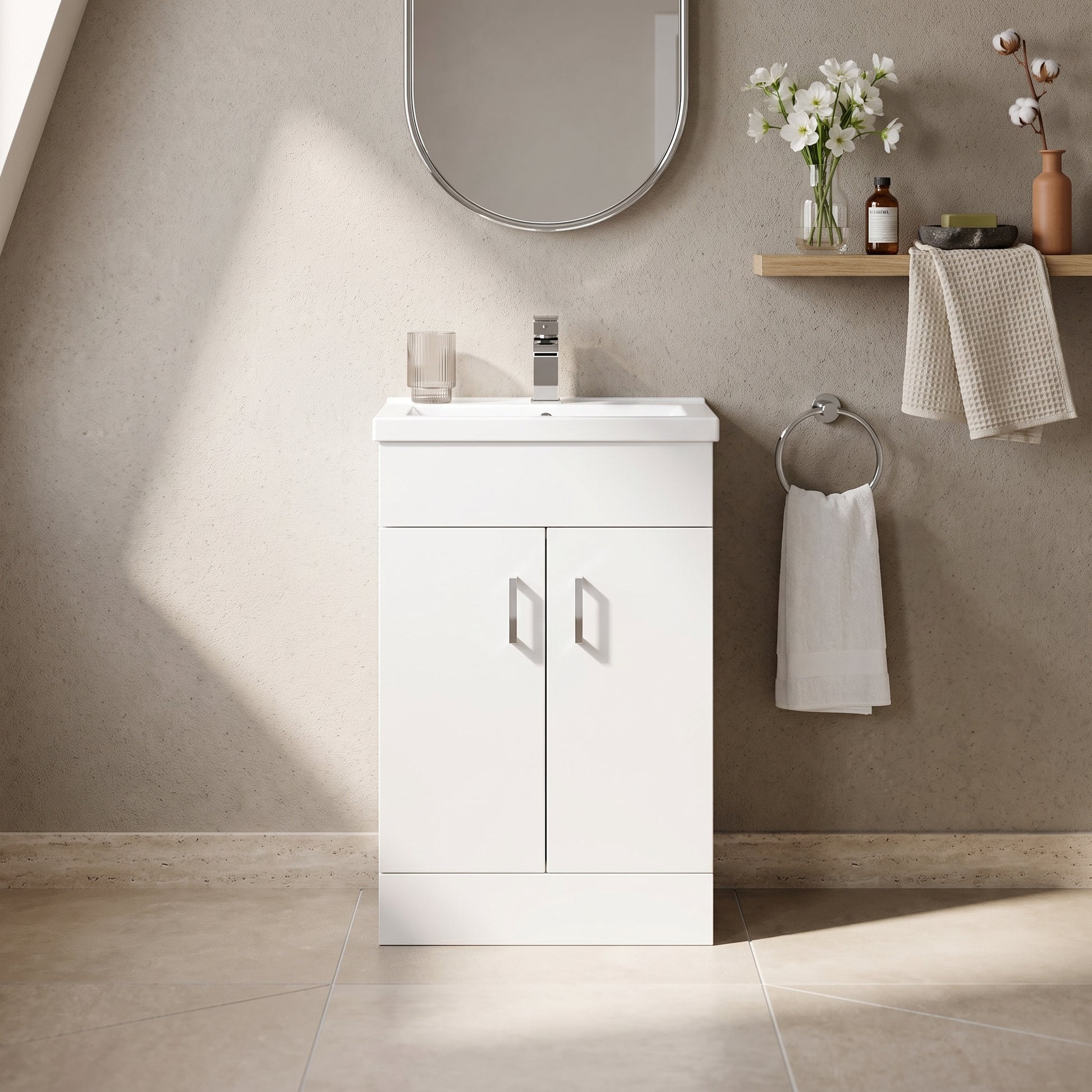 Fairford Kingsly Gloss White 500mm Floor Standing Vanity Unit