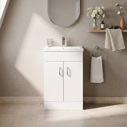 Fairford Kingsly Gloss White 500mm Floor Standing Vanity Unit