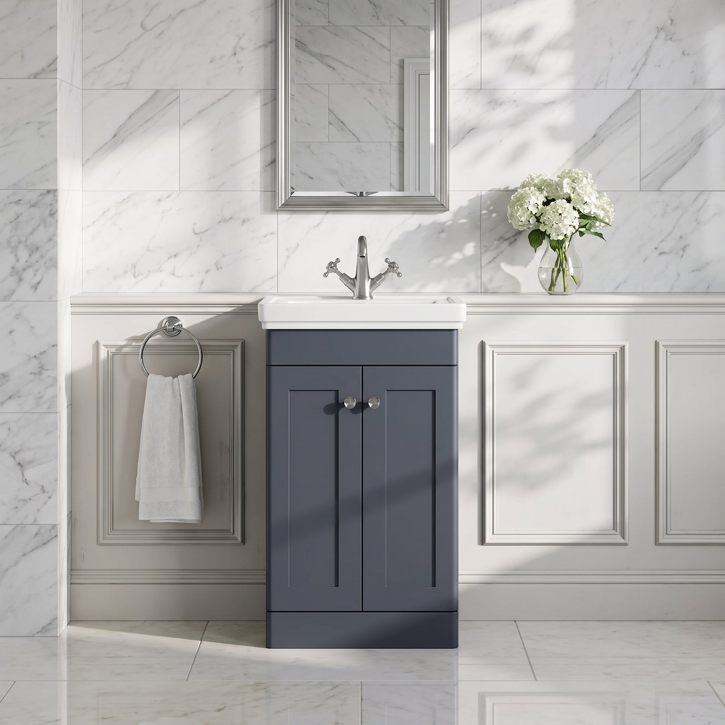 Fairford Laurel 500mm Floor Standing Satin Anthracite Vanity Unit - 1 Tap Hole