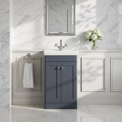 Fairford Laurel 500mm Floor Standing Satin Anthracite Vanity Unit - 1 Tap Hole