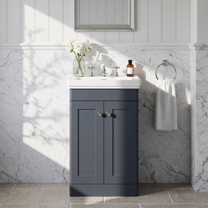 Fairford Laurel 500mm Floor Standing Satin Anthracite Vanity Unit - 3 Tap Hole